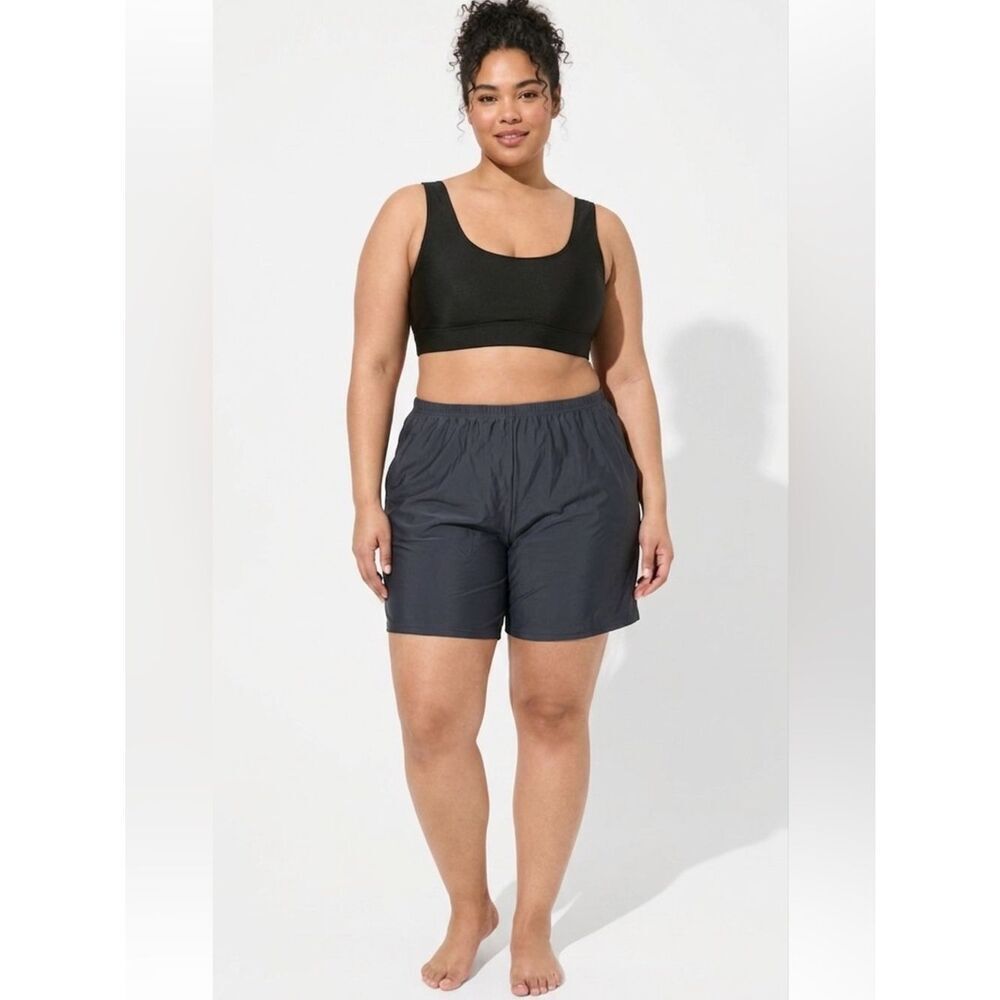 Swim Short Solid Black Pull-on Modest Shorts Swimwear Plus Size XXXL